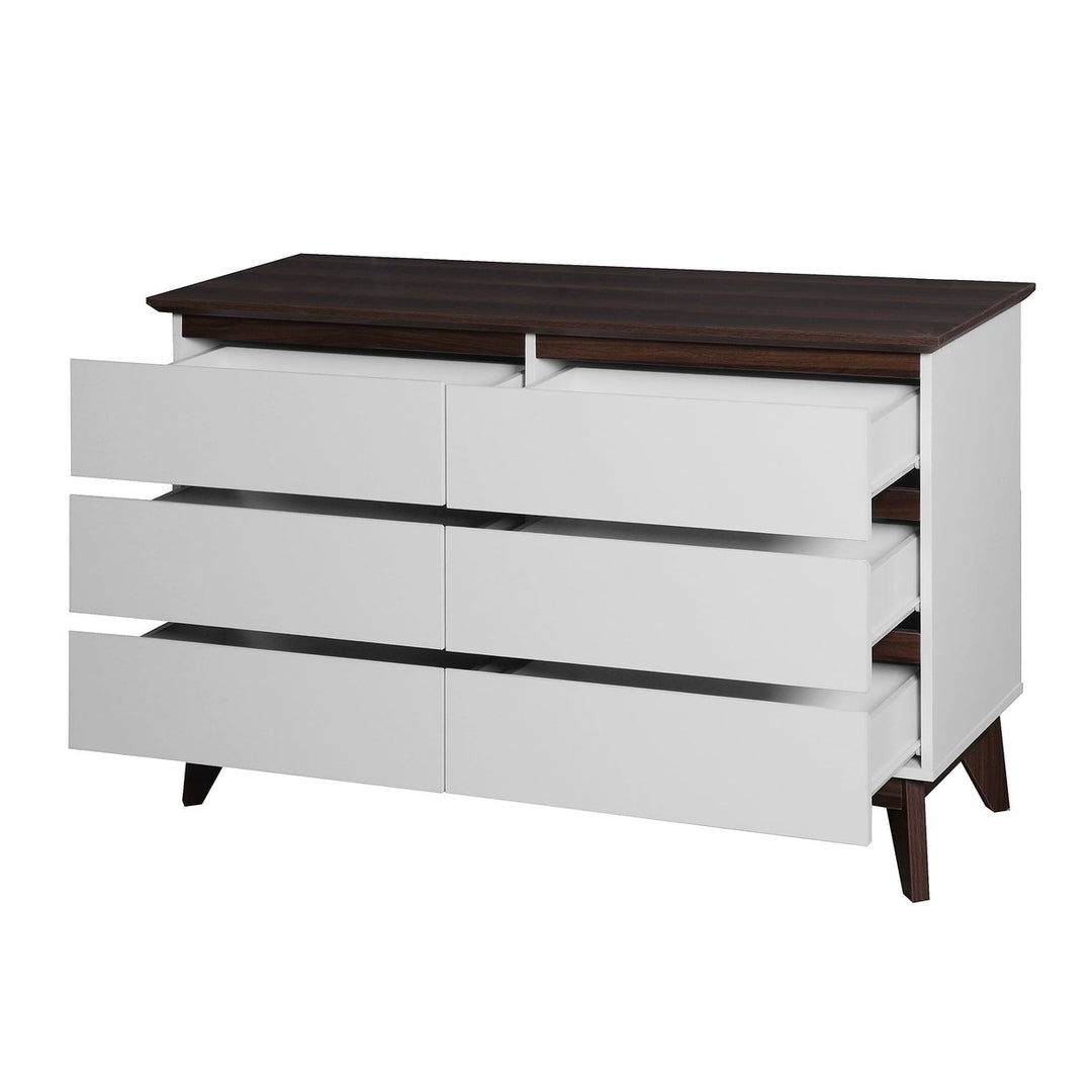 Hommoo 6-Drawer White Wood Dresser for Bedroom, Storage Chest of Drawers for Living Room Image 2