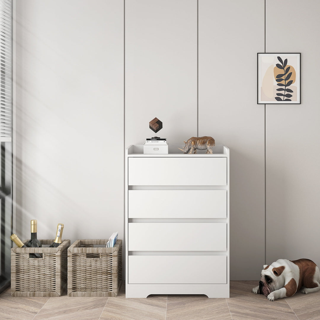 Hommoo 4-Drawer Elegant Freestanding Dresser in White Image 7