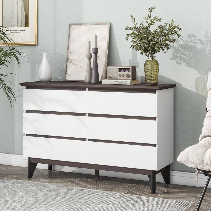 Spaco Dresser for Bedroom 6 Drawers Dresser Chest of Drawer Bedroom Furniture, White Dresser Image 1