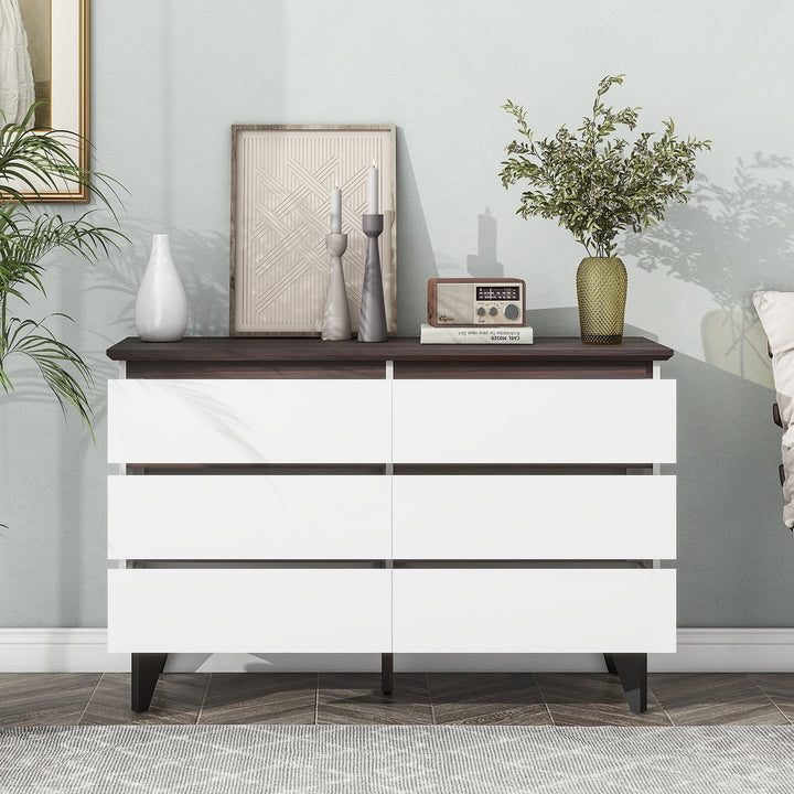 Spaco Dresser for Bedroom 6 Drawers Dresser Chest of Drawer Bedroom Furniture, White Dresser Image 4