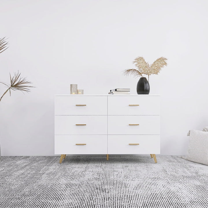 Hommoo Contemporary White Storage Cabinet, Slim Drawer Dresser, Functional Chest of Drawers Image 1