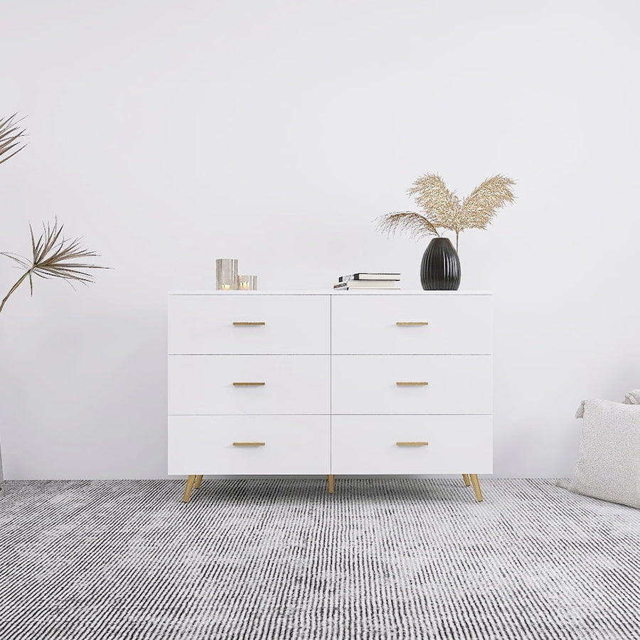 Hommoo Contemporary White Storage Cabinet, Slim Drawer Dresser, Functional Chest of Drawers Image 1