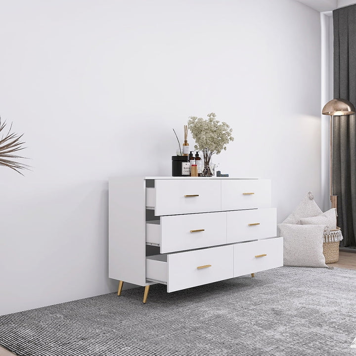 Hommoo Contemporary White Storage Cabinet, Slim Drawer Dresser, Functional Chest of Drawers Image 2