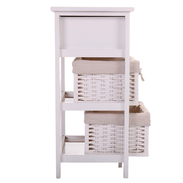 Hommoo One Drawer Nightstand with Two Removable Baskets, Storage Bedside Table, Modern End Table with Tall Legs, Image 6