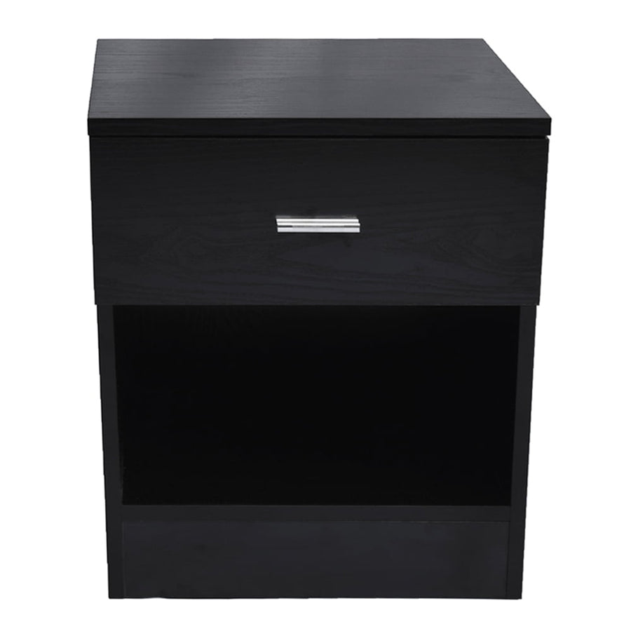 Hommoo Classic Bedside Cabinet Nightstand End Table - Black Image 1