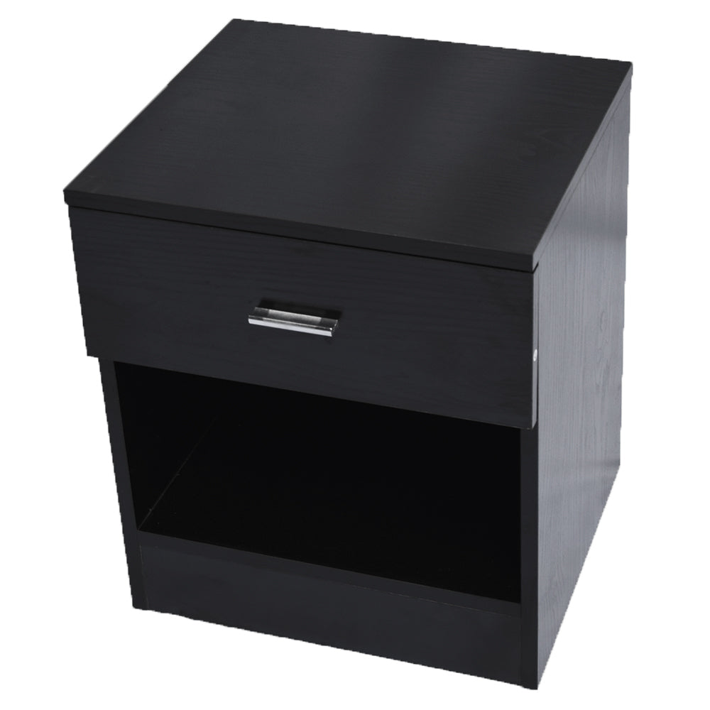 Hommoo Classic Bedside Cabinet Nightstand End Table - Black Image 2