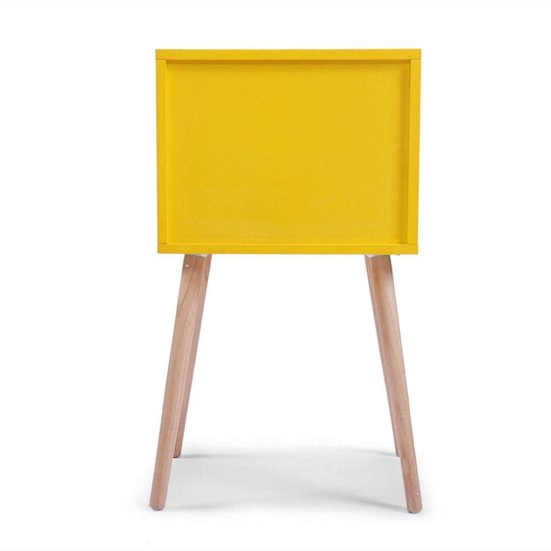 Hommoo Set of 2 Minimalist Bedside Table with Two Drawer Mini Saving Space Nightstands Bed Table - Yellow Image 7