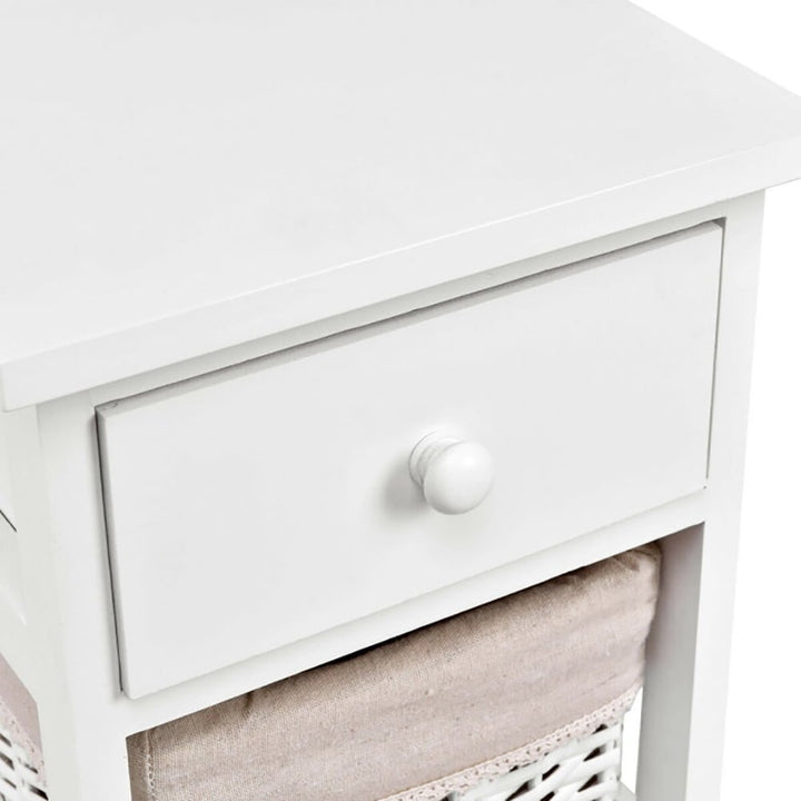 Hommoo Bedside End Table Set of 2, Nightstand with Drawer Baskets, Drawer Shelf for Bedroom, Living Room, White Image 4