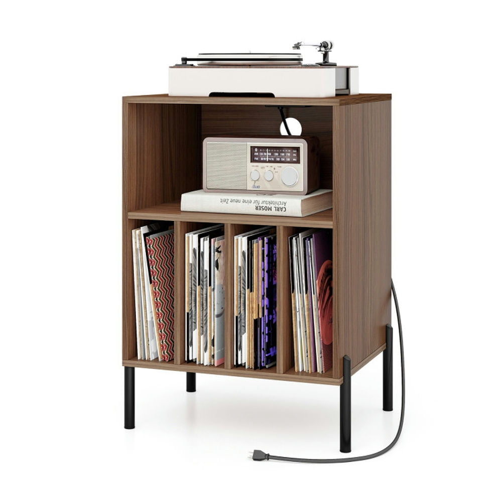 Hommoo Nightstand,Desktop Table,Side Table,End Tables,Beside Table,Record Player Stand with Record Storage Shelf and Image 3