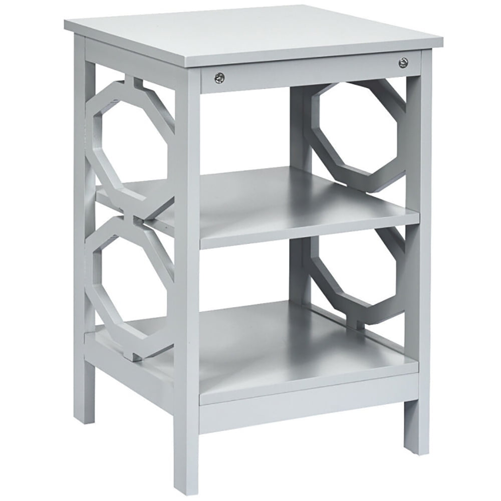 Hommoo Nightstand,Coffee Side Table,3 Tiers Nightstand Sofa Side End Accent Table-Gray Image 3