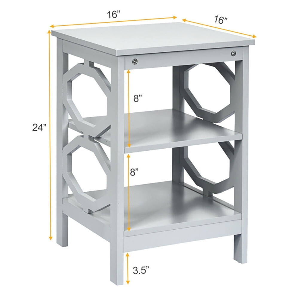 Hommoo Nightstand,Coffee Side Table,3 Tiers Nightstand Sofa Side End Accent Table-Gray Image 5