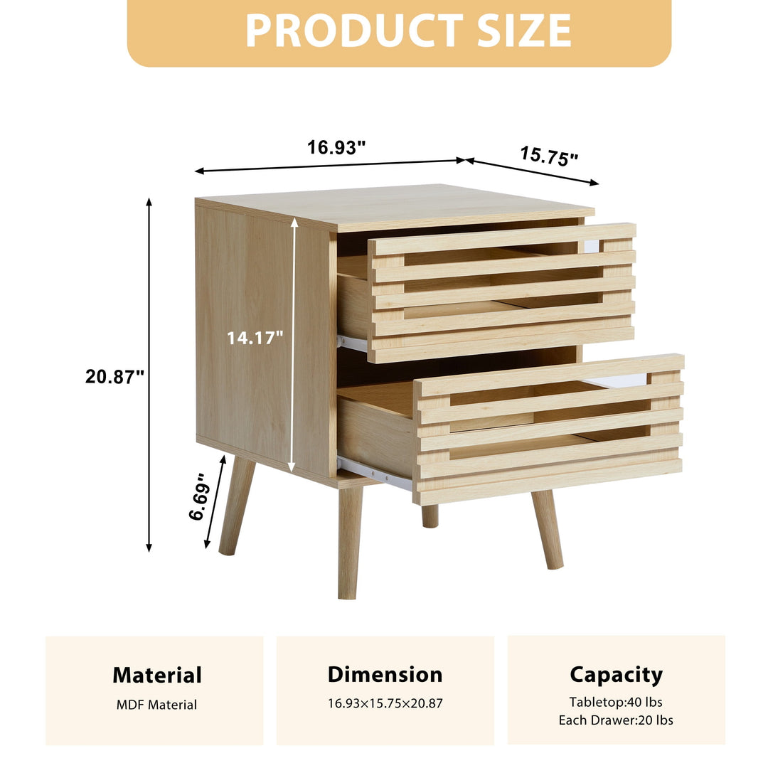 Hommoo Nightstand with 2 Drawer Dresser for Bedroom, Small Bedside Table Set of 2, Night Stand, End Table with for Image 3