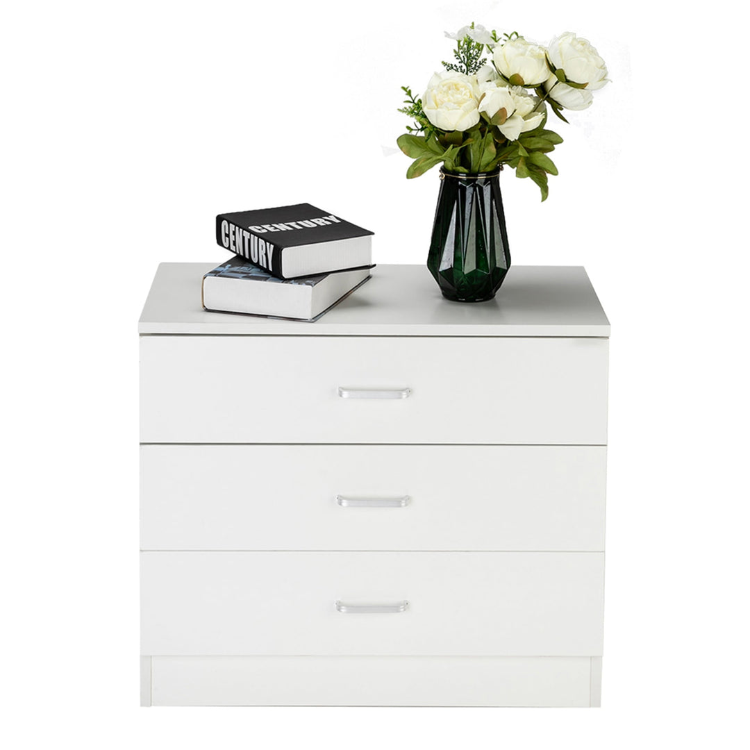 Hommoo Modern 3 Drawer Nightstand Wooden, Bedside Furniture and Table, Wood Chest of Drawers with Storage, White Image 4