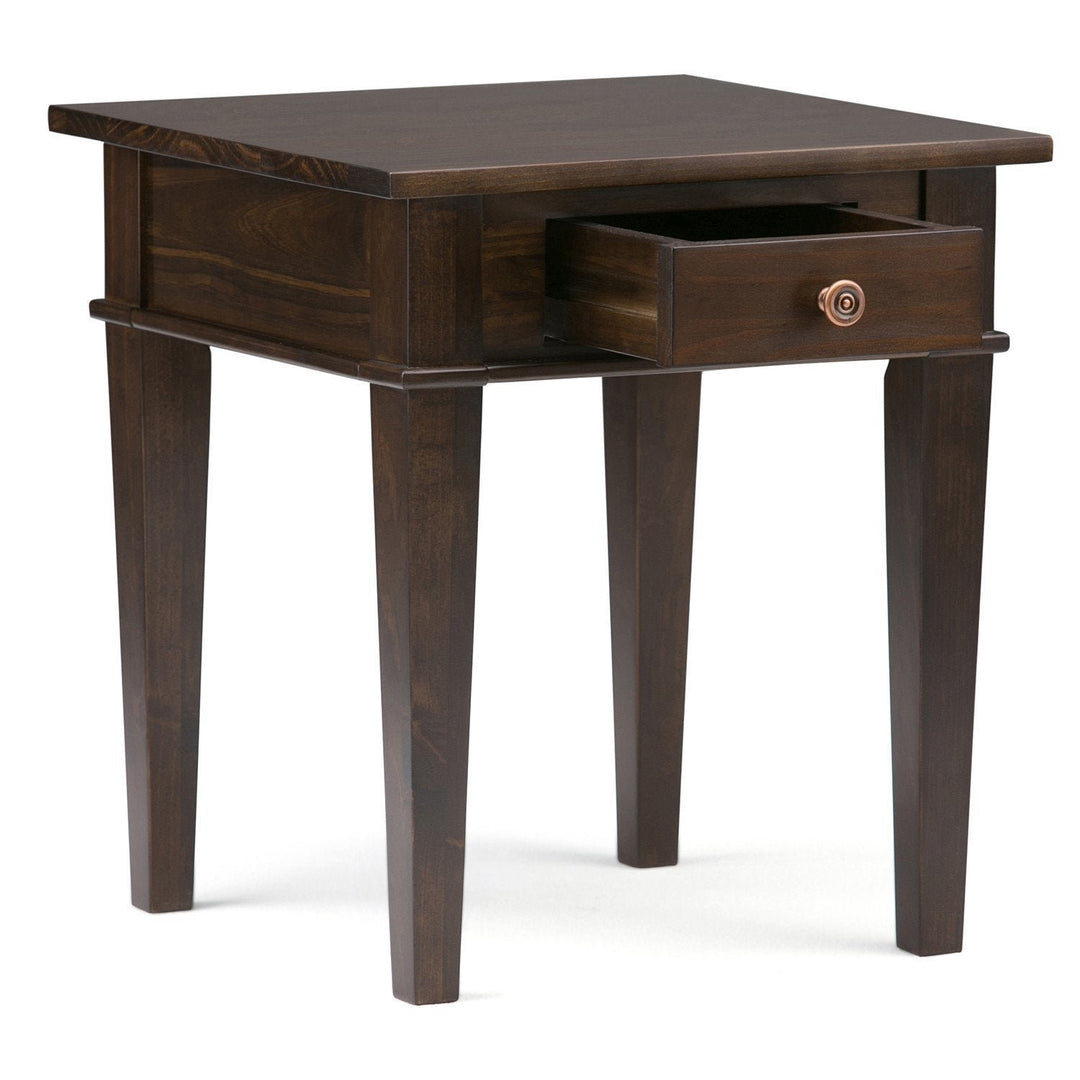 Carlton End Table Solid Wood 18" Contemporary Design with Drawer for Living Room Image 2