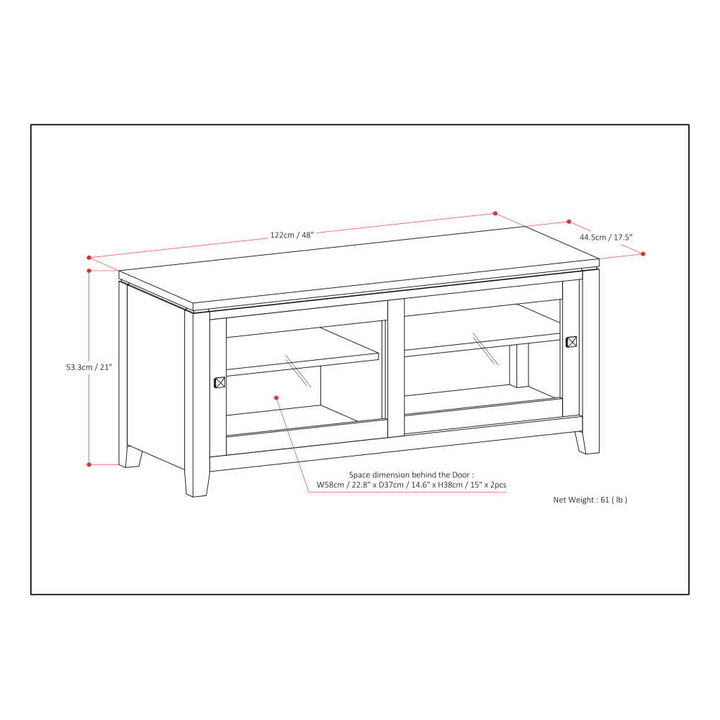 Cosmopolitan TV Stand Solid Wood for TVs Up to 55 Inches with Storage Cabinets Image 12