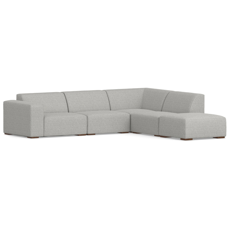 Rex Right Sectional Sofa and Ottoman Performance Fabric Medium Firmness Beige Image 1