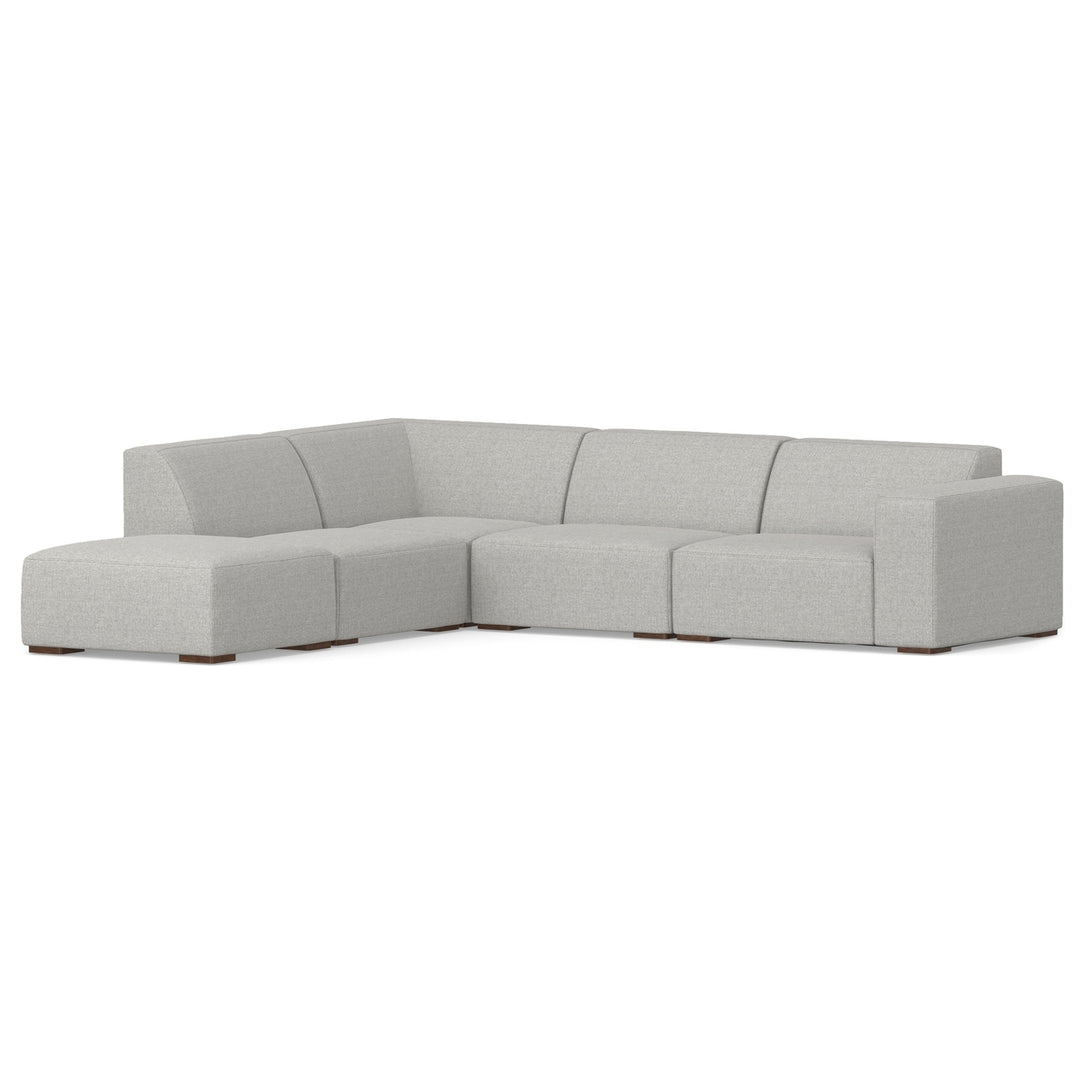 Rex Left Sectional Sofa and Ottoman Performance Fabric L-Shaped Couch Gray Image 1