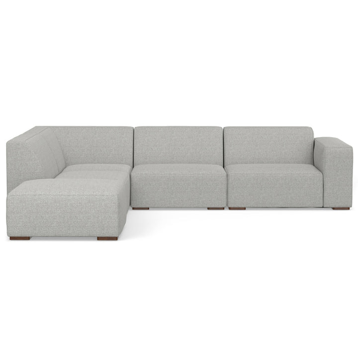 Rex Left Sectional Sofa and Ottoman Performance Fabric L-Shaped Couch Gray Image 4