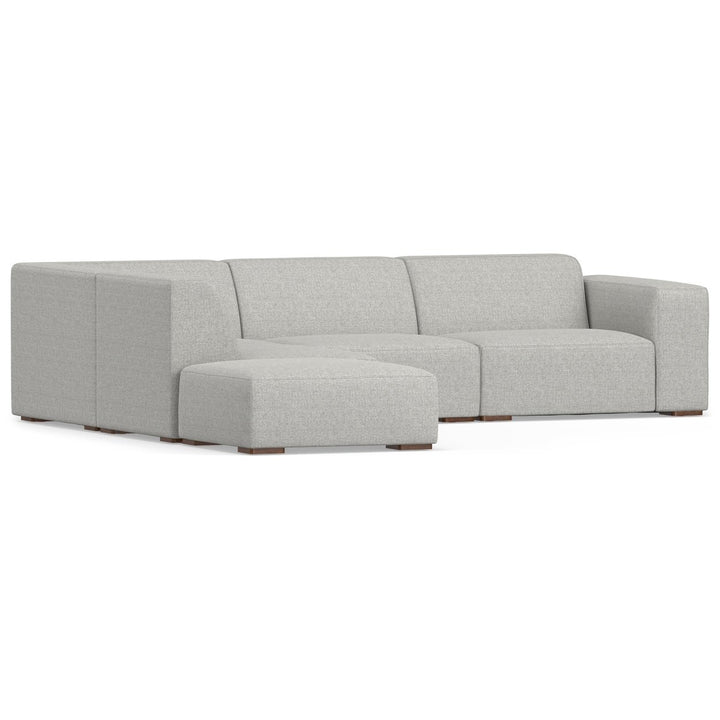 Rex Left Sectional Sofa and Ottoman Performance Fabric L-Shaped Couch Gray Image 5