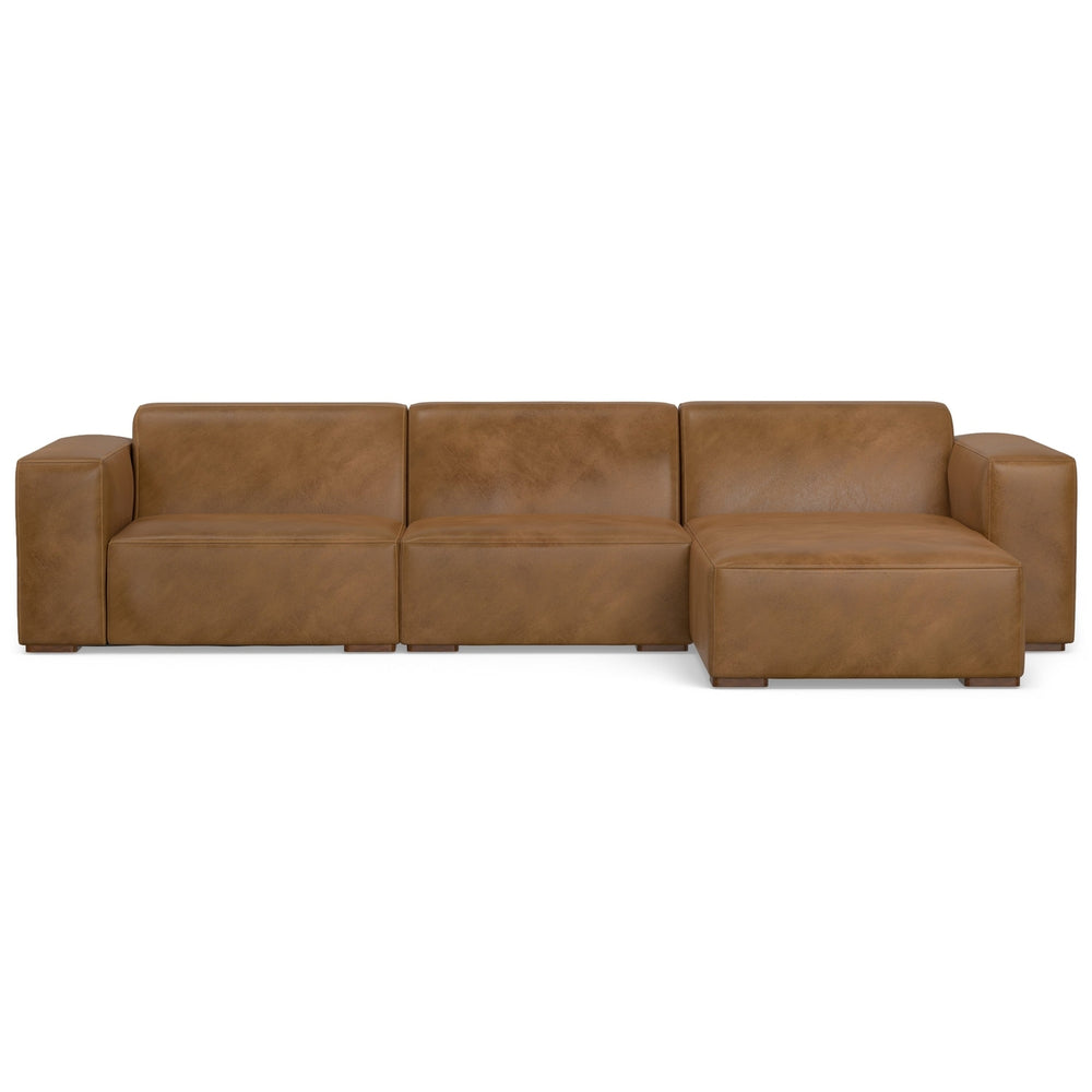 Rex 2 Seater Genuine Leather Sofa Right Chaise Modular Sectional Couch Image 2