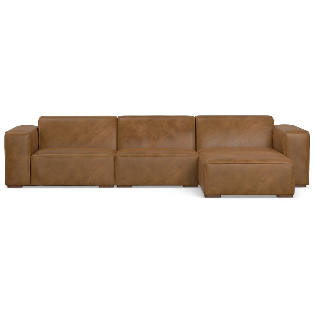 Rex 2 Seater Genuine Leather Sofa Right Chaise Modular Sectional Couch Image 1