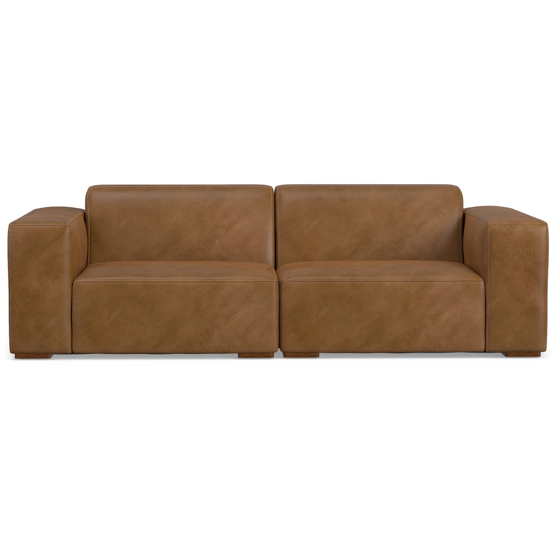 Rex 2 Seater Modular Sofa Genuine Leather Oversized Loveseat Medium Firmness Image 1