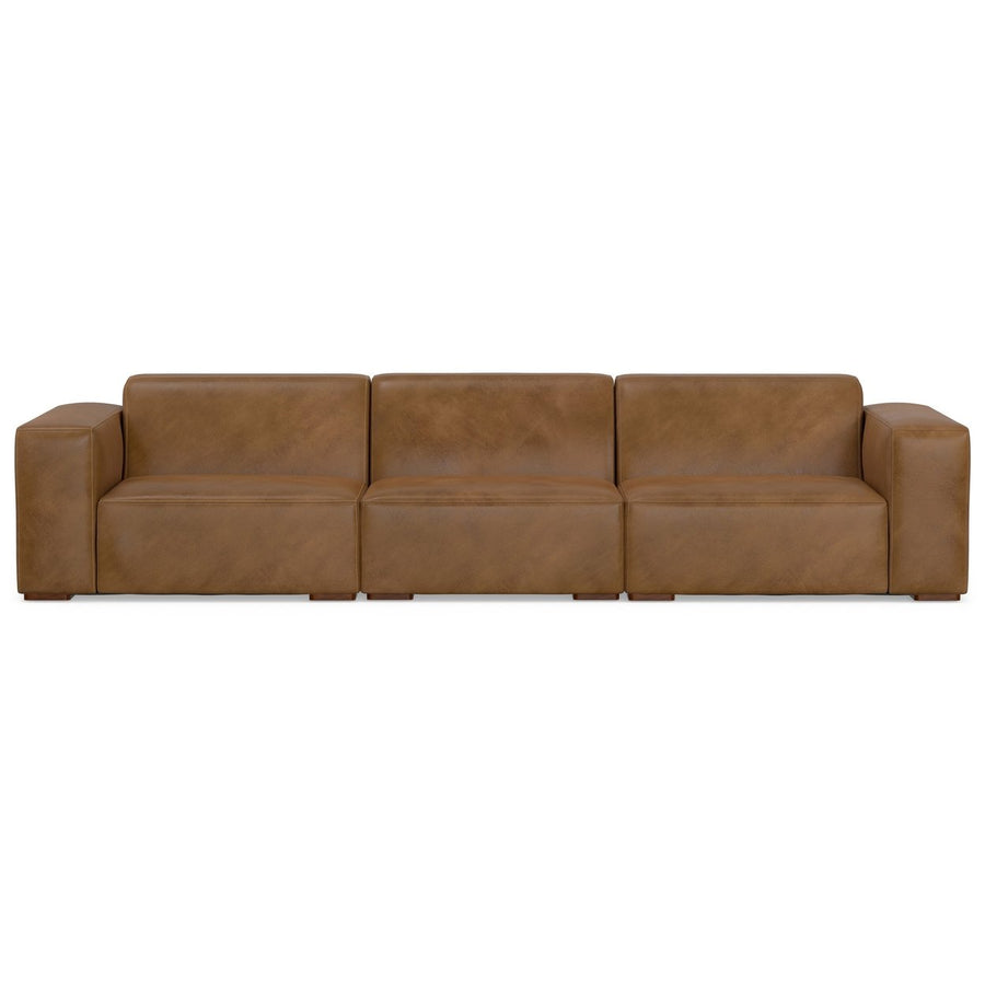 Rex 3 Seater Sofa Genuine Leather Boxy Design Modular Comfort Home Furniture Image 1