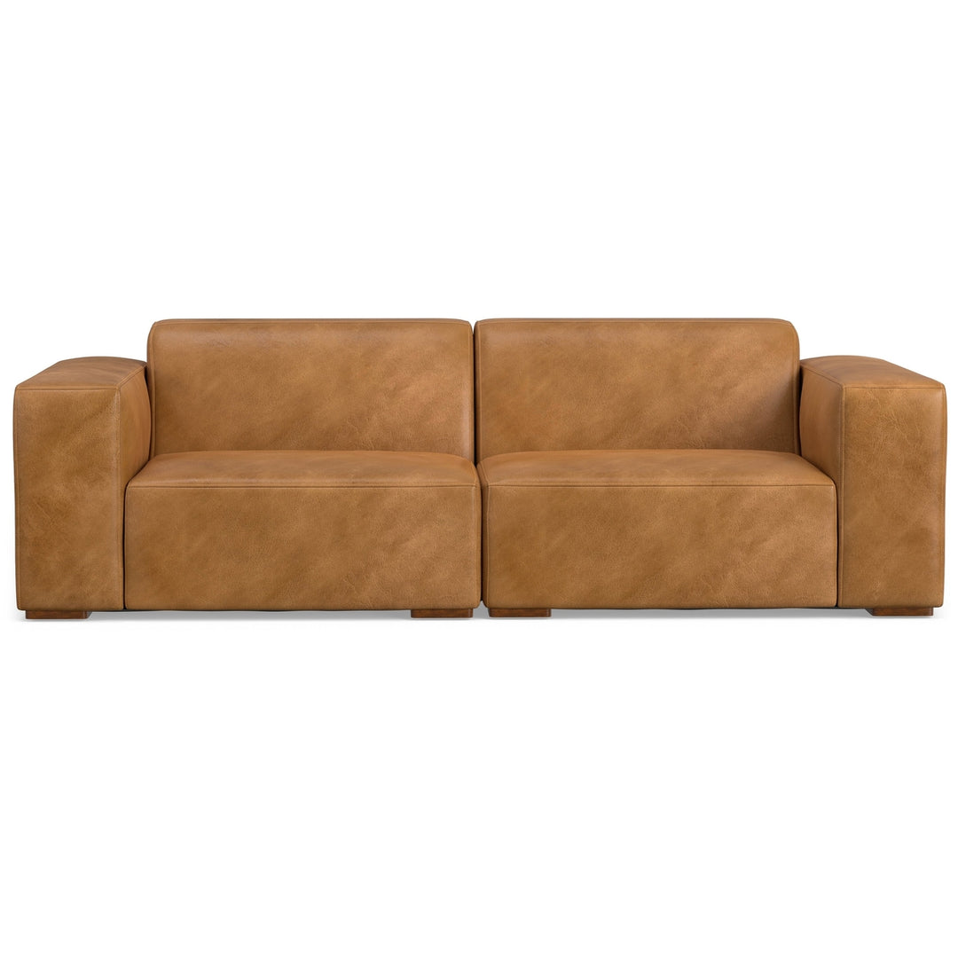 Rex 2 Seater Modular Sofa Genuine Leather Oversized Loveseat Medium Firmness Image 2