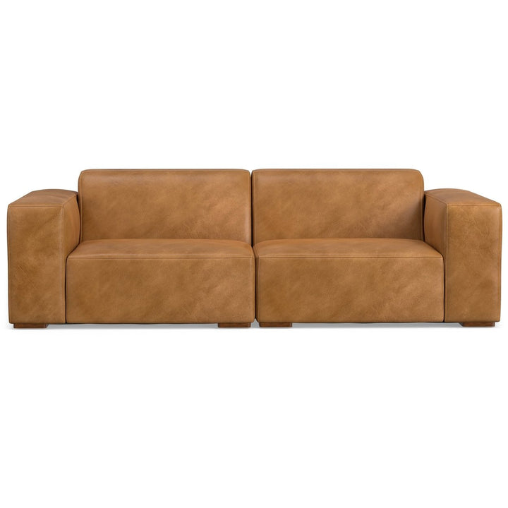 Rex 2 Seater Modular Sofa Genuine Leather Oversized Loveseat Medium Firmness Image 1