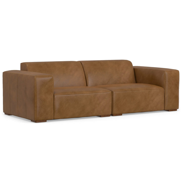 Rex 2 Seater Modular Sofa Genuine Leather Oversized Loveseat Medium Firmness Image 5