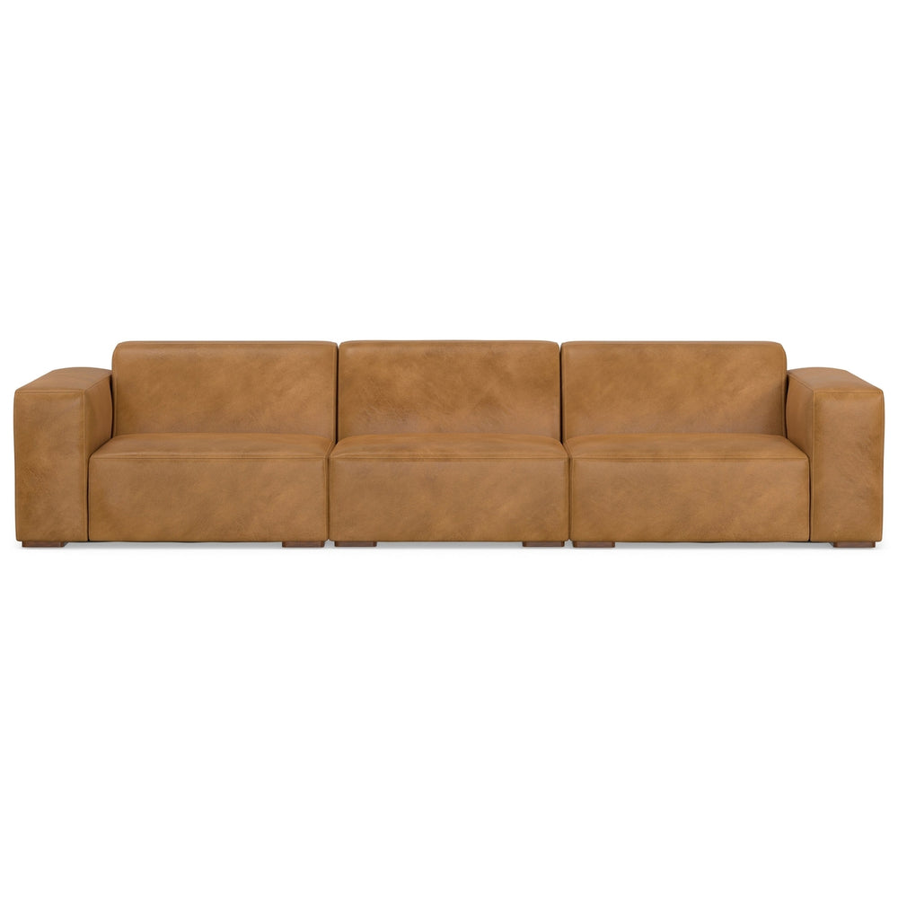 Rex 3 Seater Sofa Genuine Leather Boxy Design Modular Comfort Home Furniture Image 2