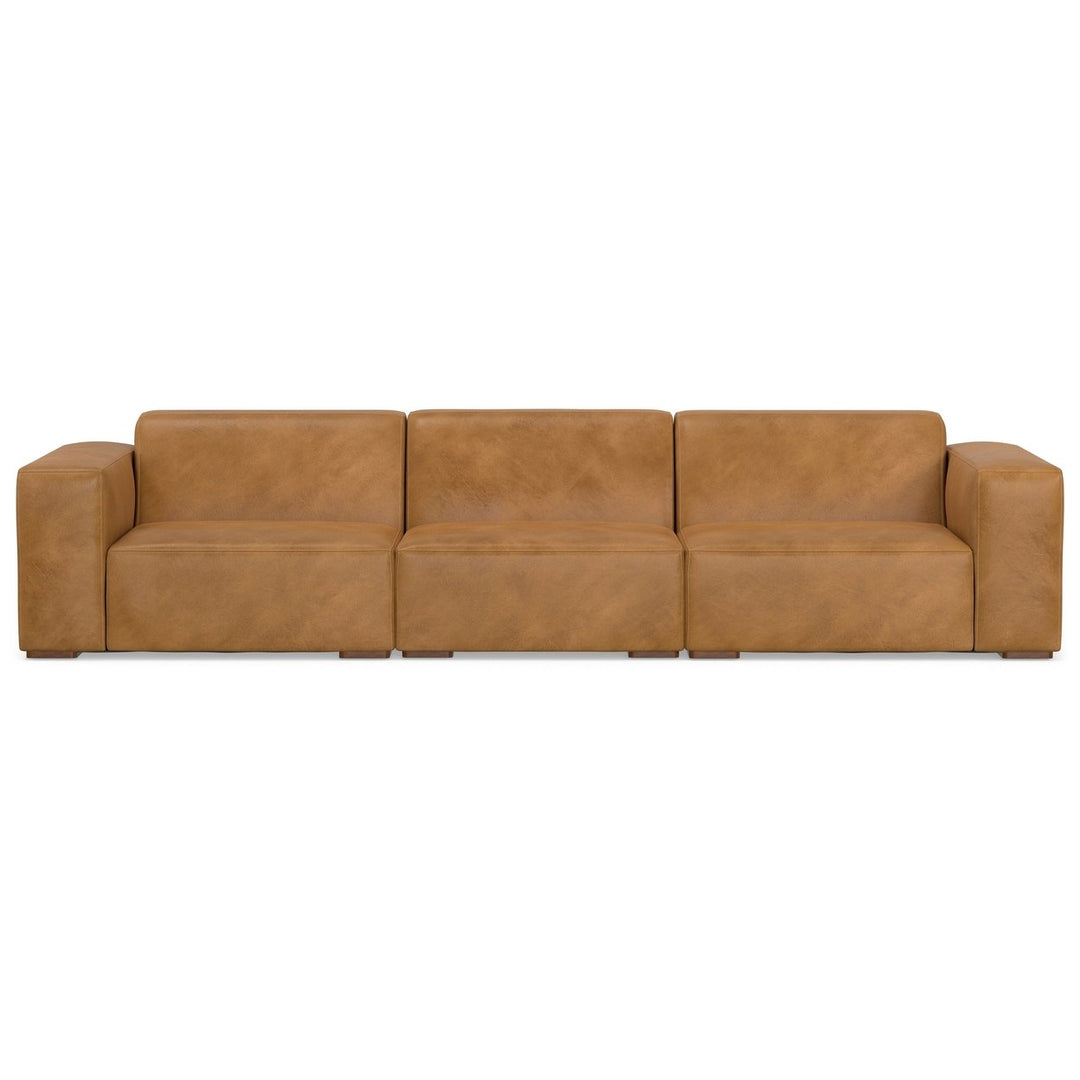 Rex 3 Seater Sofa Genuine Leather Boxy Design Modular Comfort Home Furniture Image 2