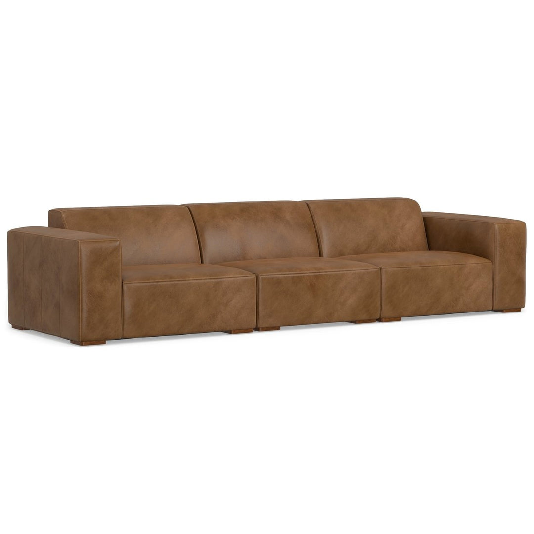 Rex 3 Seater Sofa Genuine Leather Boxy Design Modular Comfort Home Furniture Image 5