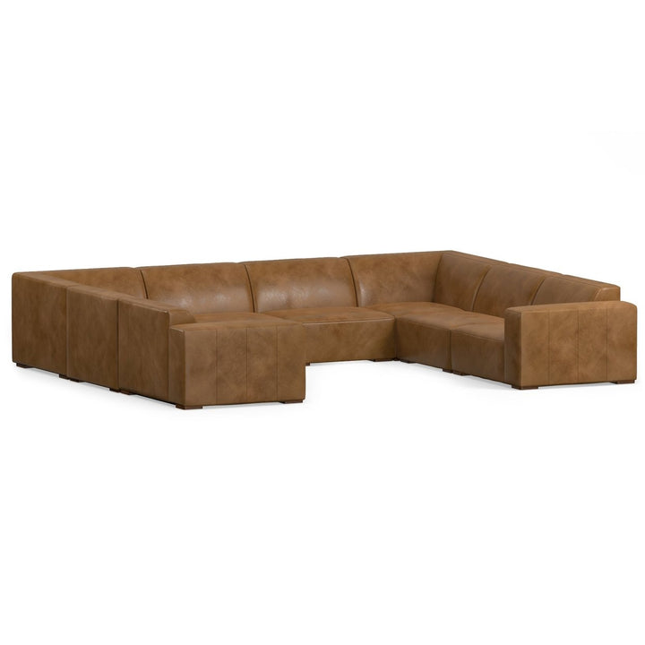 Rex U-Shaped Sectional Sofa Genuine Leather Medium Firmness Seats 8 People Image 5