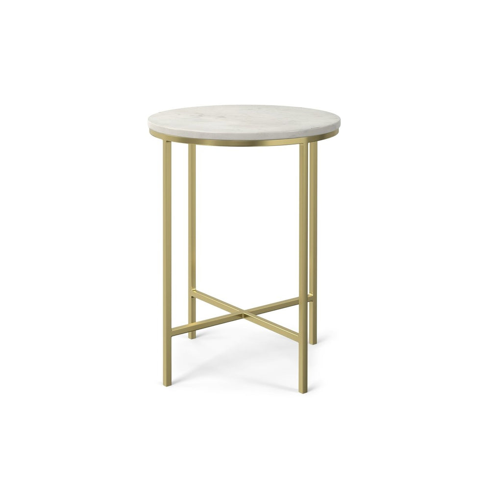 Tara Side Table White Marble Top Gold Metal Accent Table Living Room Bedroom Image 2