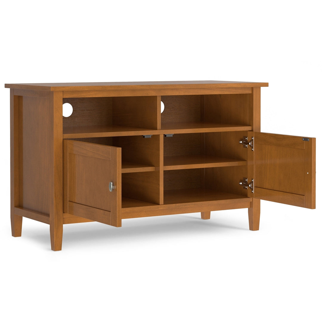 Warm Shaker 42 Inch TV Media Stand Solid Wood Light Golden Brown Entertainment Center Image 3