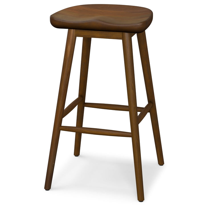 Teagan Bar Stool Vintage Design Wood Seat Solid Base Industrial Kitchen Furniture Image 1