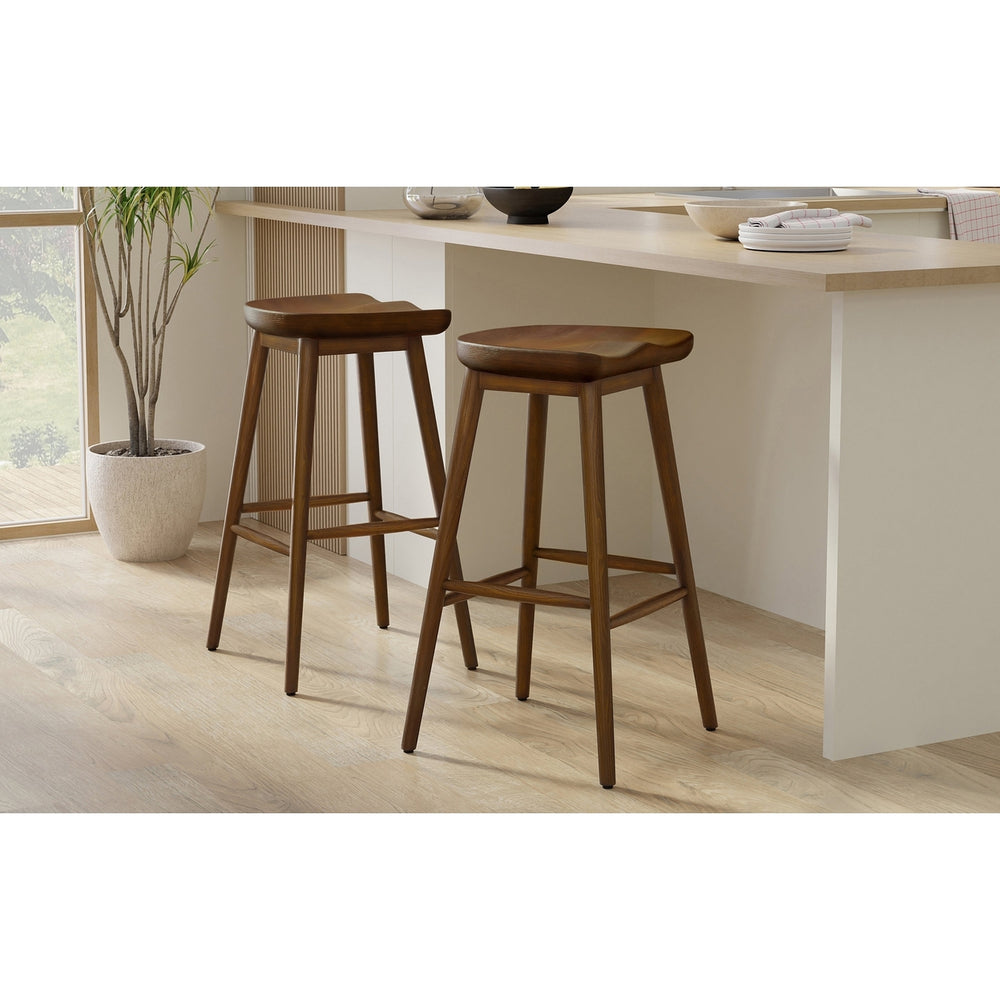 Teagan Bar Stool Vintage Design Wood Seat Solid Base Industrial Kitchen Furniture Image 2