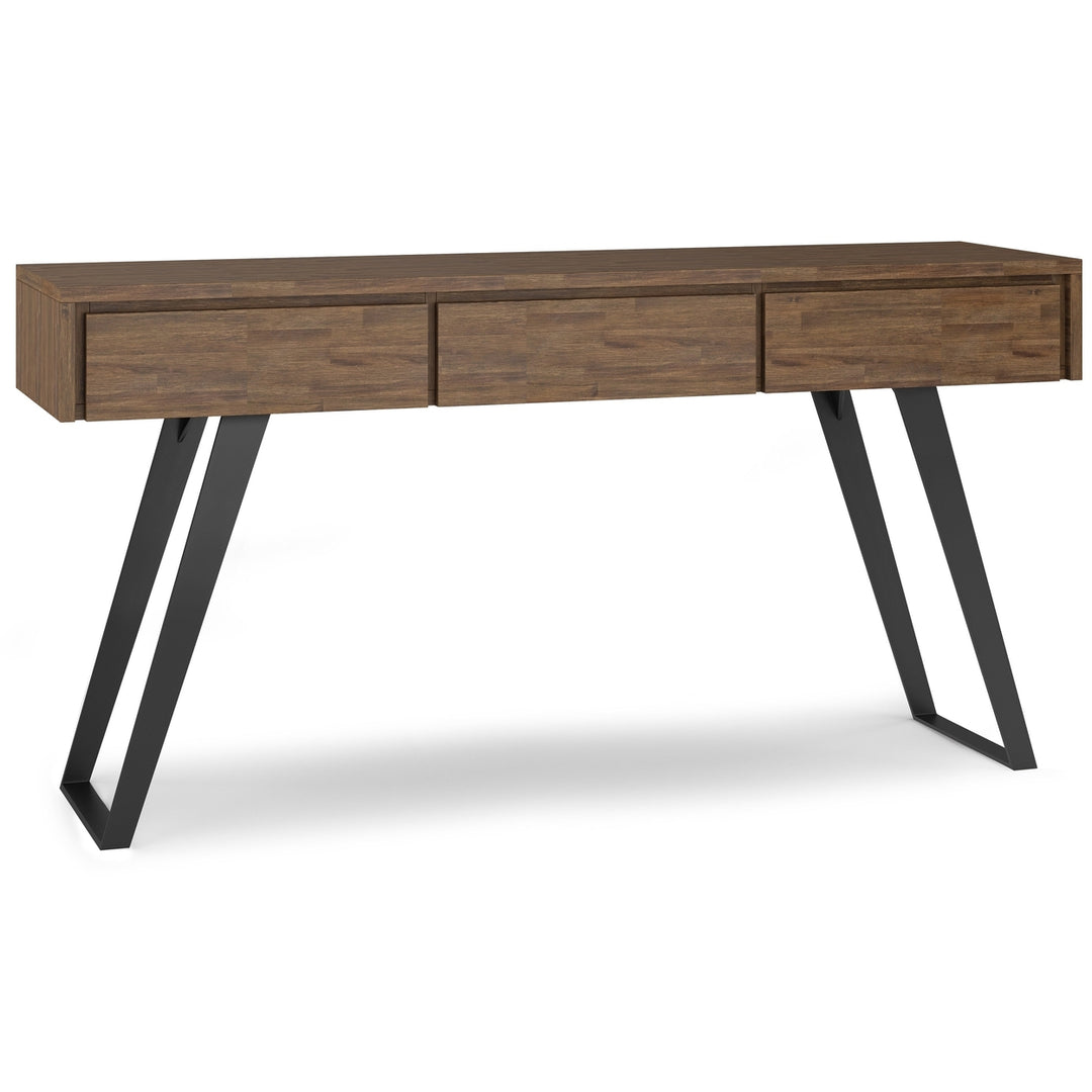 Lowry Console Sofa Table Acacia Wood 60 Inch Industrial Design with Storage Drawers Image 2