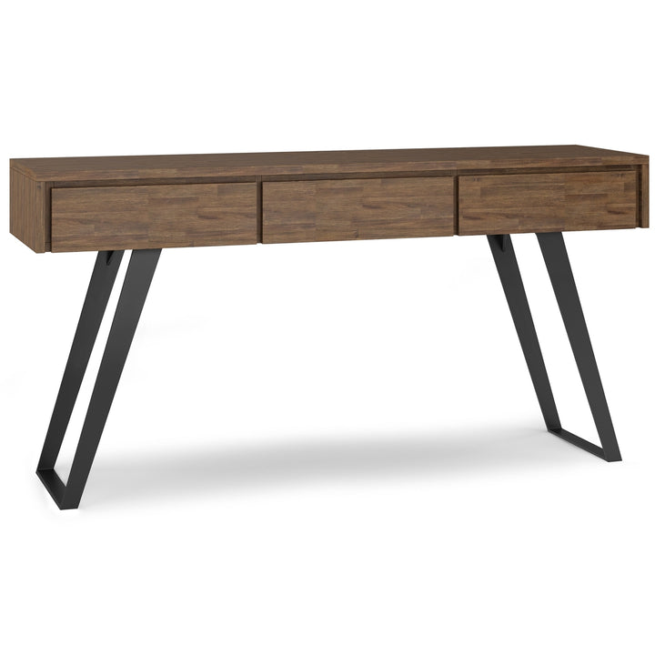 Lowry Console Sofa Table Acacia Wood 60 Inch Industrial Design with Storage Drawers Image 2