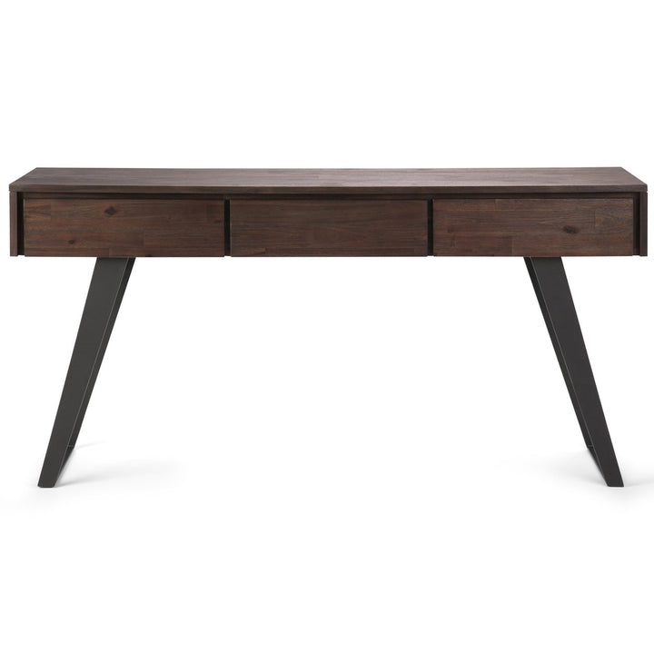 Lowry Console Sofa Table Acacia Wood 60 Inch Industrial Design with Storage Drawers Image 5