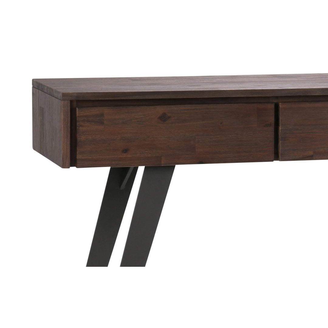 Lowry Console Sofa Table Acacia Wood 60 Inch Industrial Design with Storage Drawers Image 8