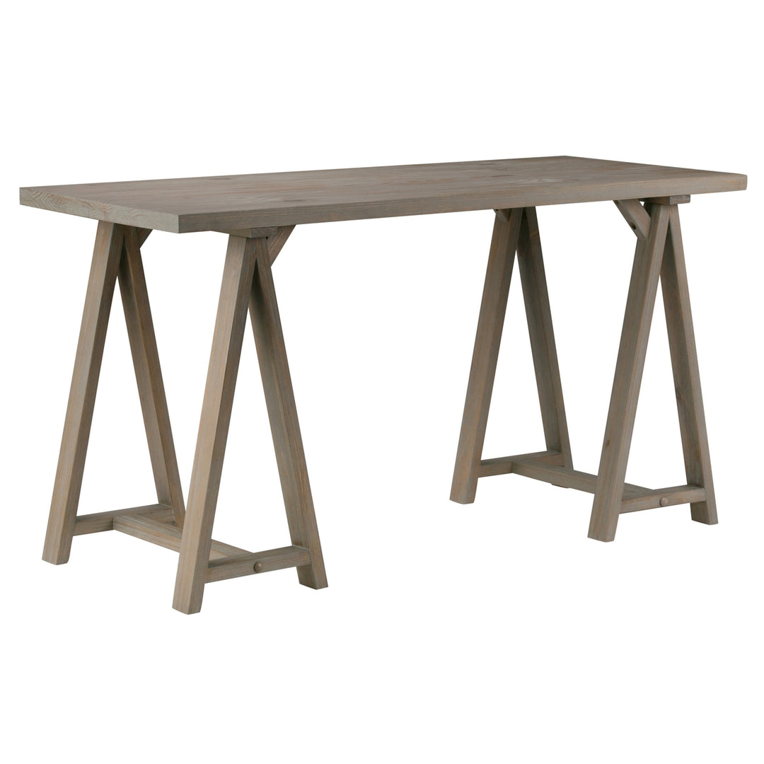 Simpli Home Sawhorse Writing Desk Solid Wood Industrial 56" Home Office Desk Image 2