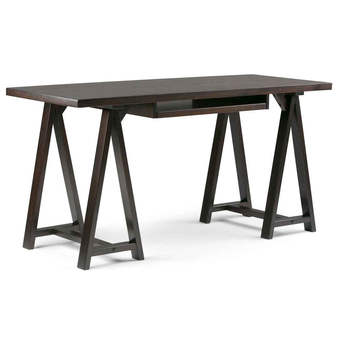 Simpli Home Sawhorse Desk 60 Inch Wide Solid Wood Multi-Function Office Table Image 3