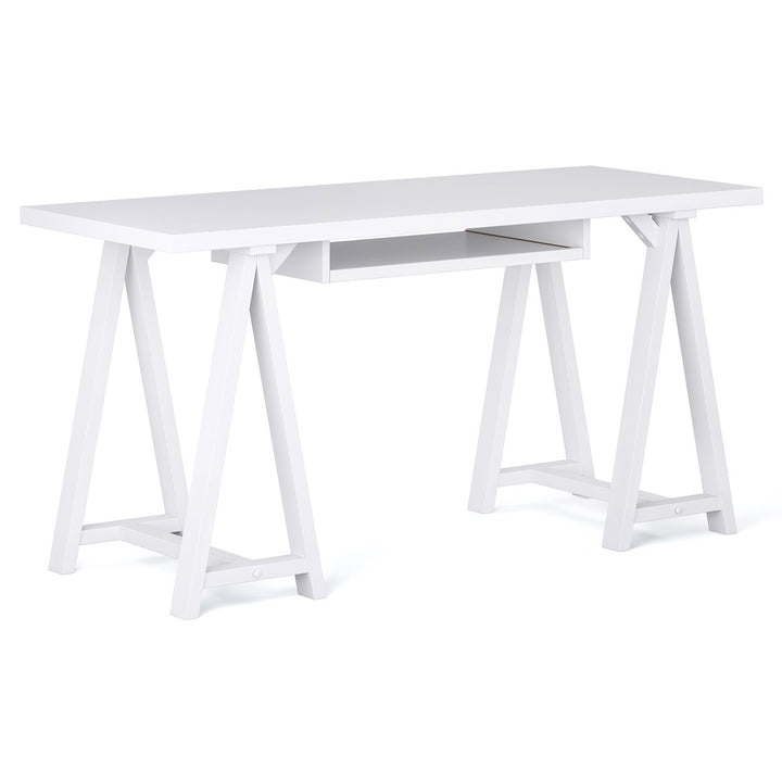 Simpli Home Sawhorse Desk 60 Inch Wide Solid Wood Multi-Function Office Table Image 4