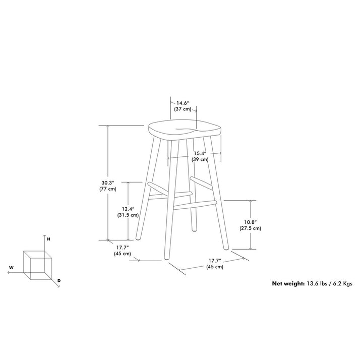 Teagan Bar Stool Vintage Design Wood Seat Solid Base Industrial Kitchen Furniture Image 11