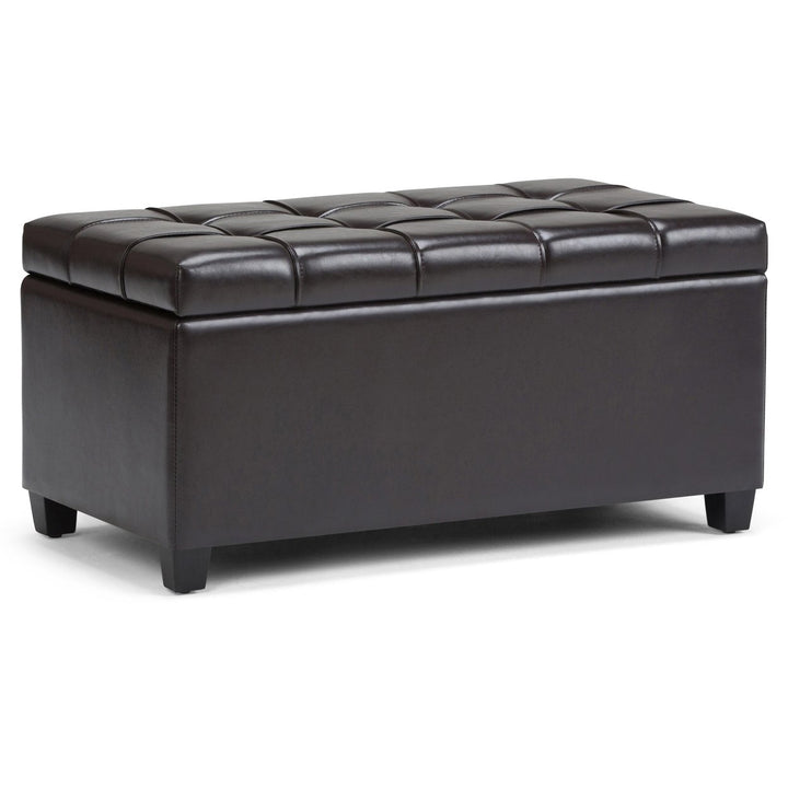 Sienna Storage Ottoman Vegan Leather 33.5in Rectangular Multi-Functional Furniture Image 1