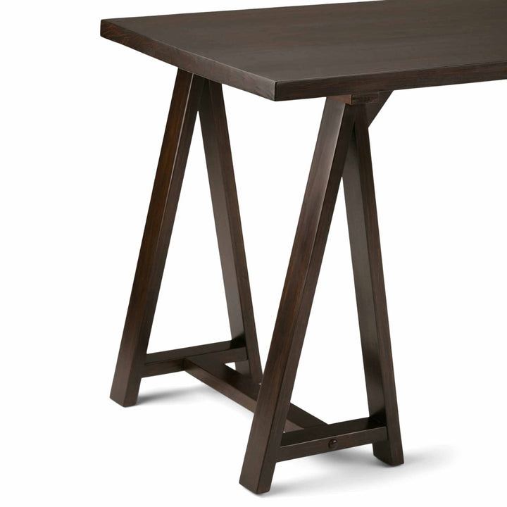 Simpli Home Sawhorse Writing Desk Solid Wood Industrial 56" Home Office Desk Image 6