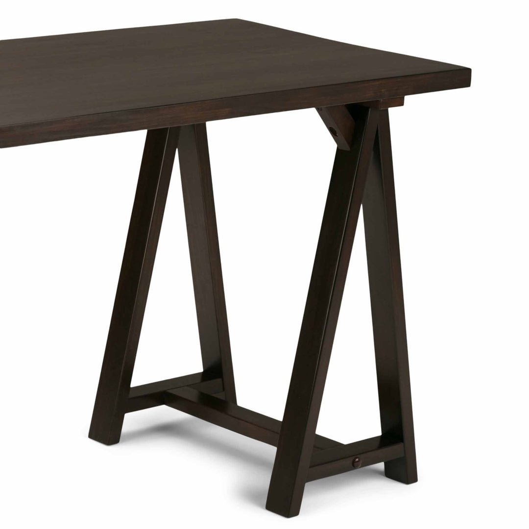 Simpli Home Sawhorse Writing Desk Solid Wood Industrial 56" Home Office Desk Image 7