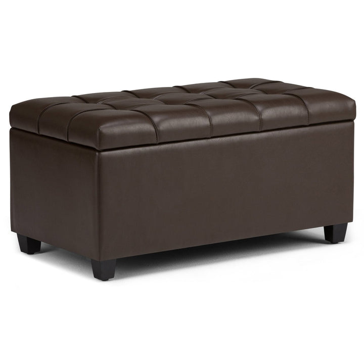 Sienna Storage Ottoman Vegan Leather 33.5in Rectangular Multi-Functional Furniture Image 2